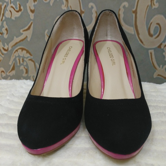 Y2K Chelsea Girl Zebra Print Heels Black Faux Suede Pink size 8 Emo Mcbling - Picture 4 of 8